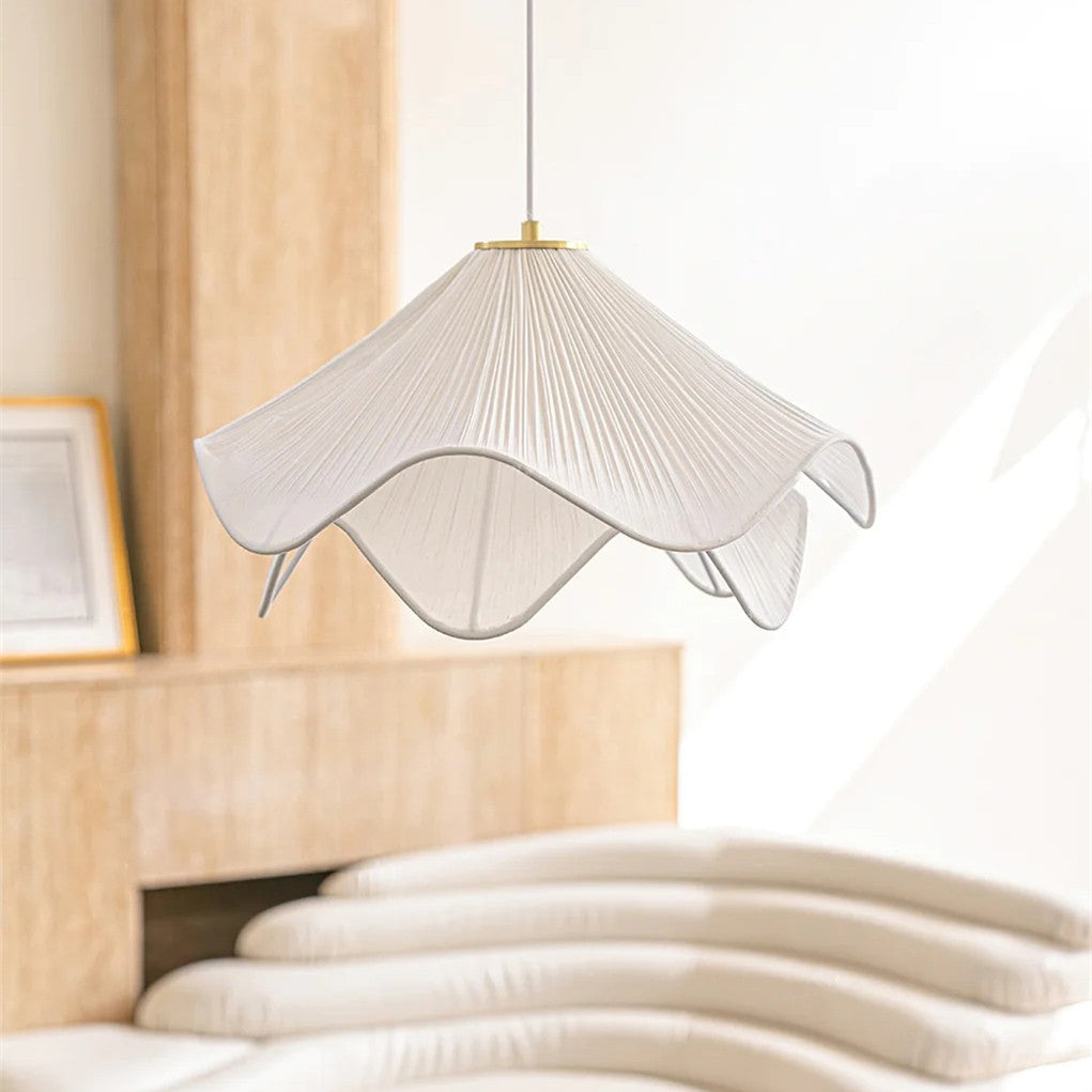 Lampadario in tessuto a vento cremoso Wabi Sabi minimalista nordico