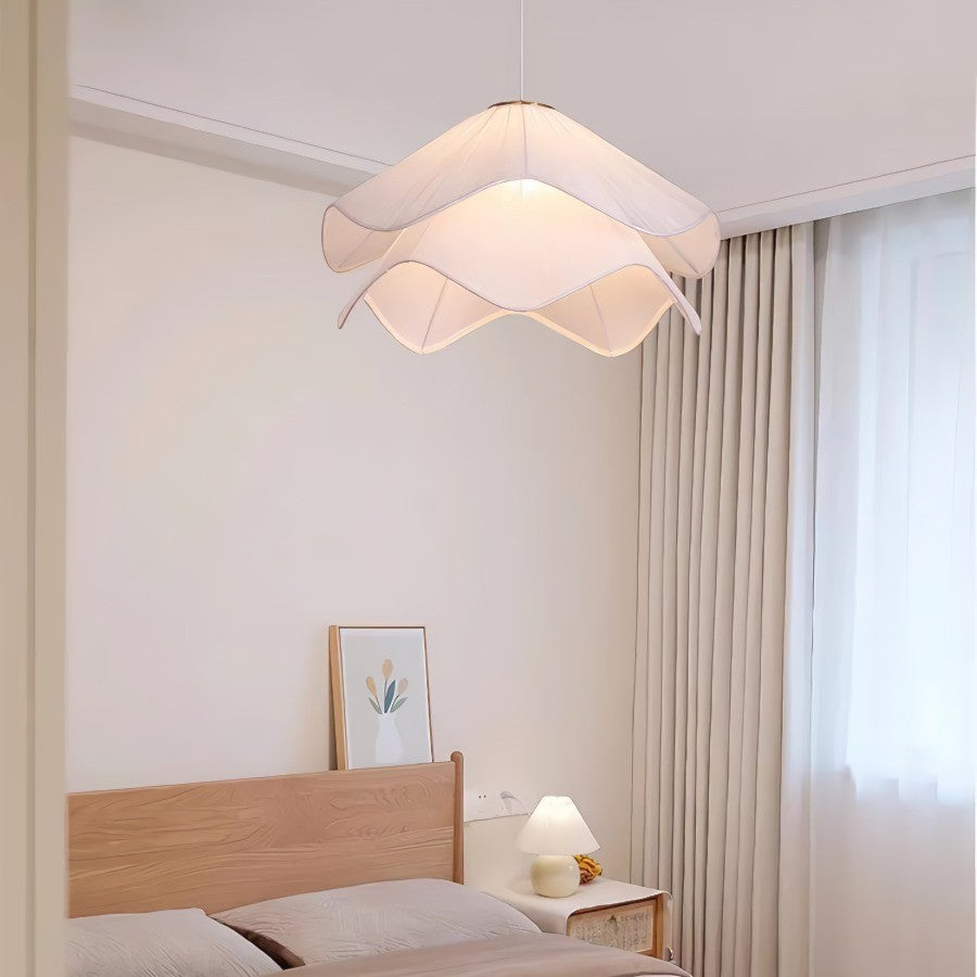 Lampadario in tessuto a vento cremoso Wabi Sabi minimalista nordico