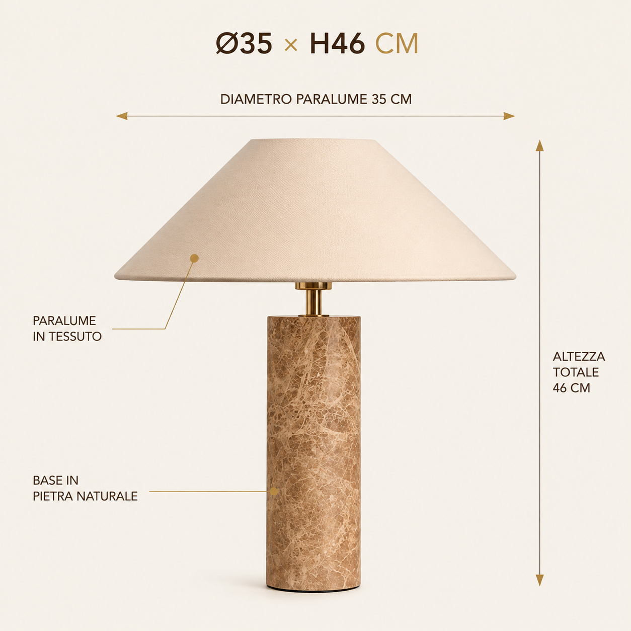 Luma Eira – Lampada da tavolo in marmo e tessuto