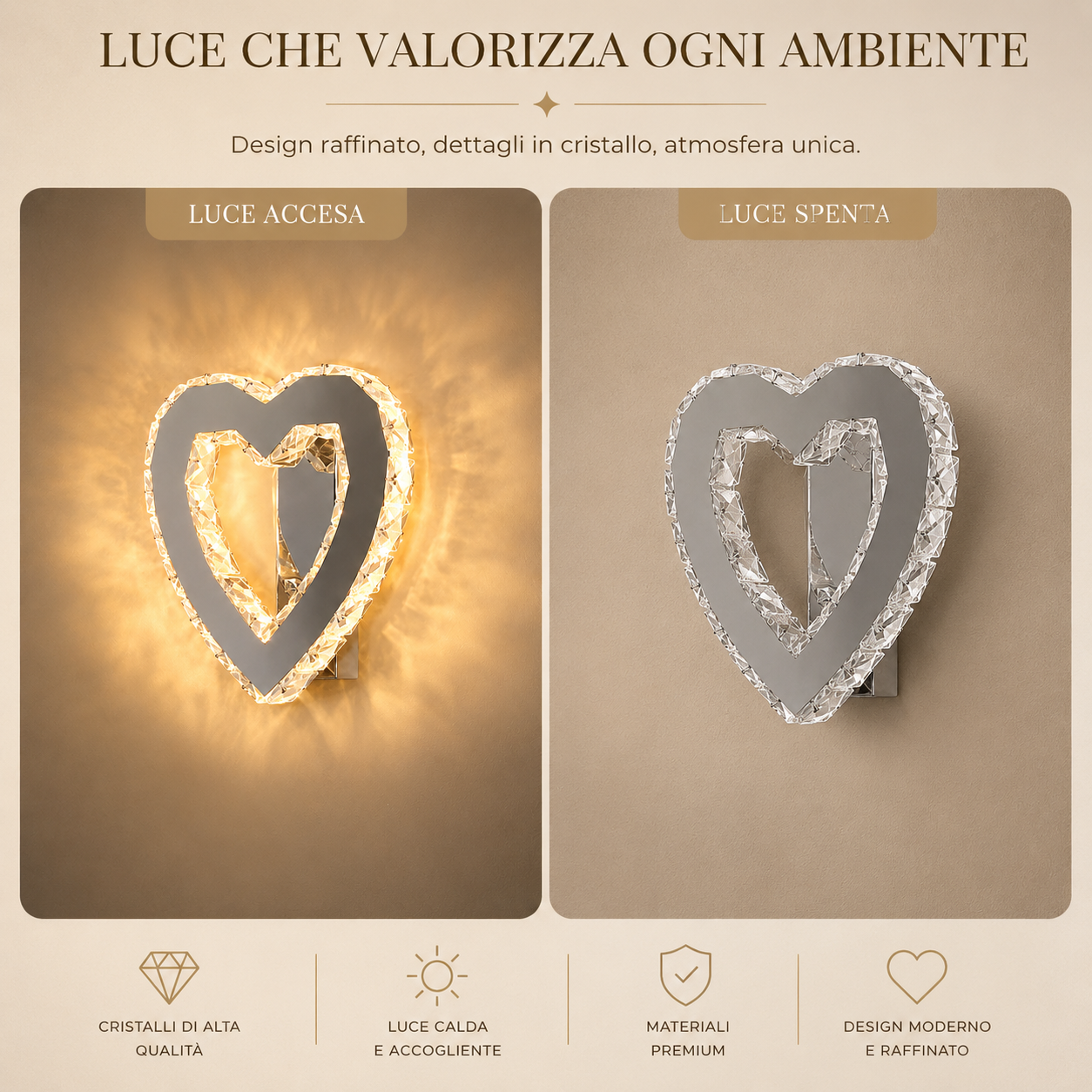 Luma Amore – Applique LED crystal a cuore