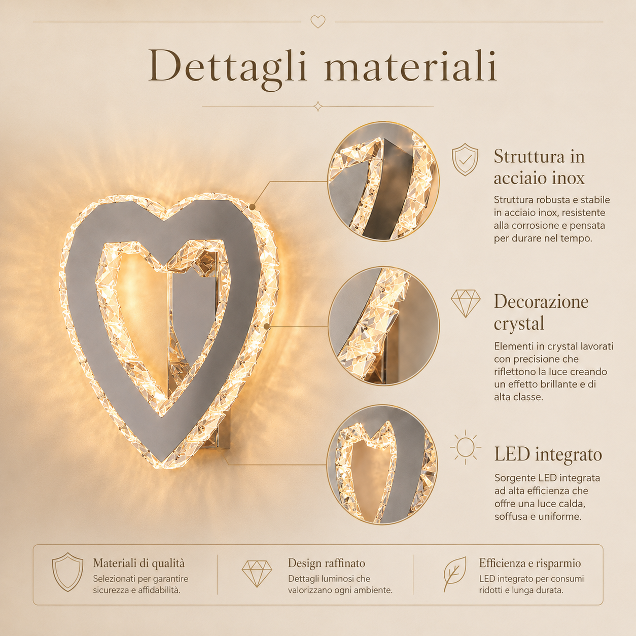 Luma Amore – Applique LED crystal a cuore