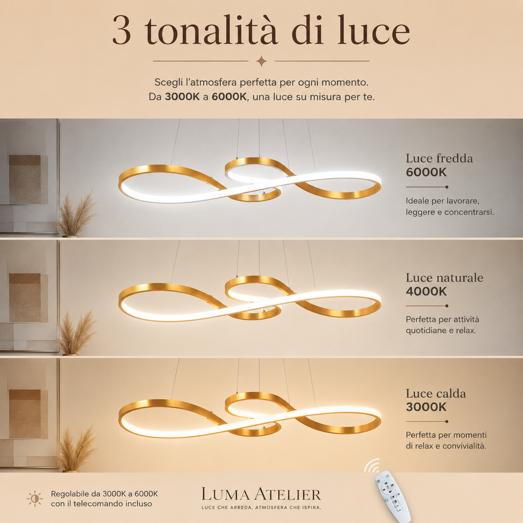 Luma Infinity – Lampadario LED sospeso dimmerabile