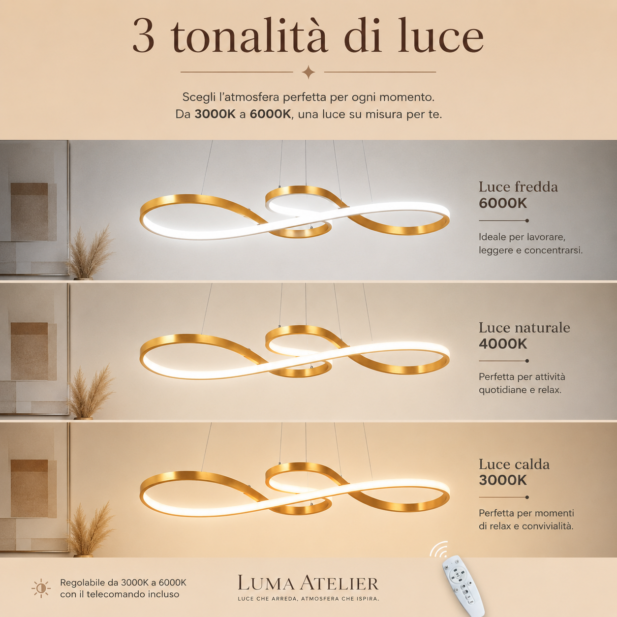 Luma Infinity – Lampadario LED sospeso dimmerabile