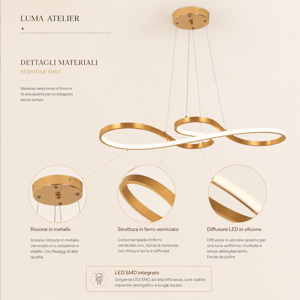 Luma Infinity – Lampadario LED sospeso dimmerabile