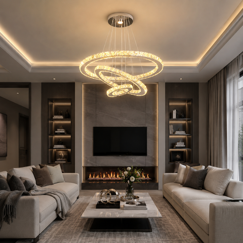 Lampadario LED Luma Crystal Loop: Eleganza e Innovazione per Ogni Ambiente