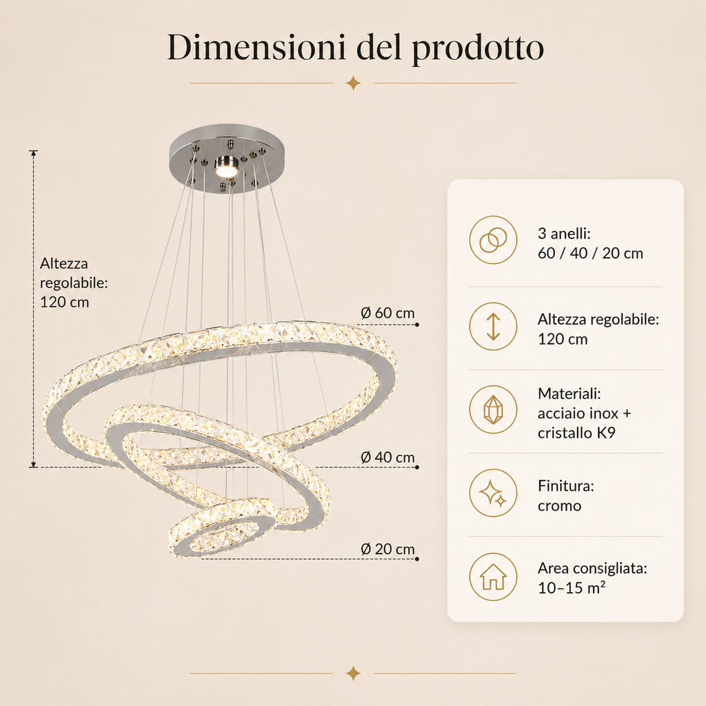 Luma Crystal Loop – Lampadario LED sospeso crystal