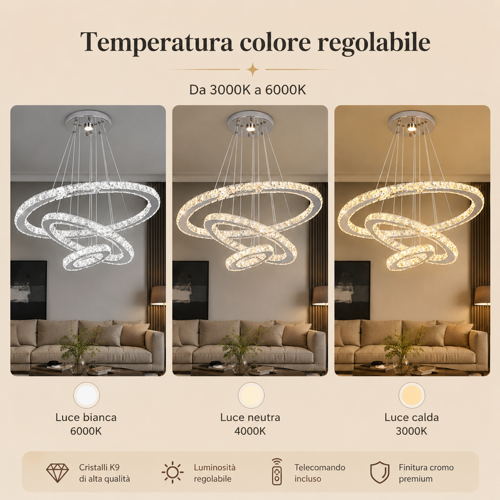 Luma Crystal Loop – Lampadario LED sospeso crystal
