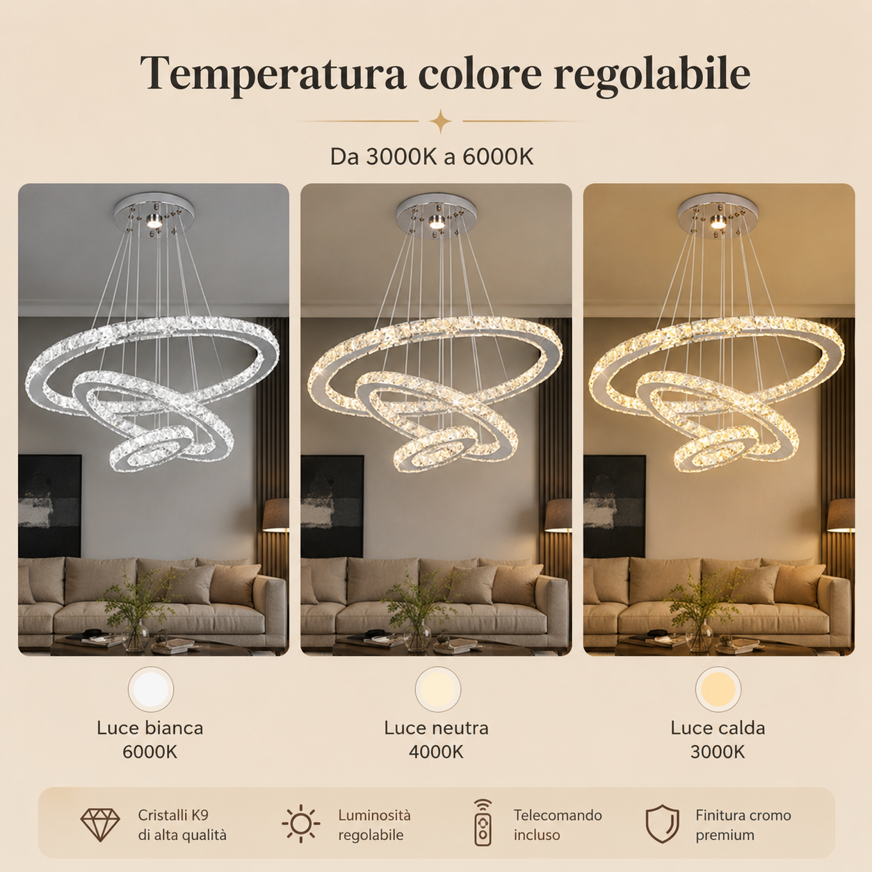 Luma Crystal Loop – Lampadario LED sospeso crystal