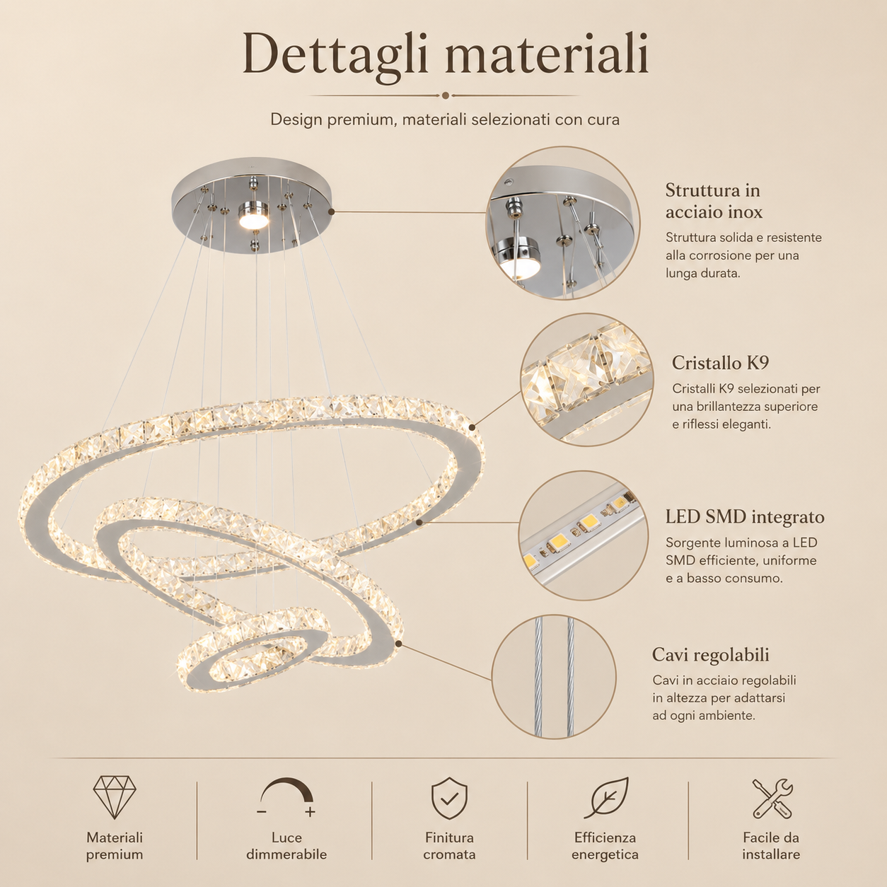 Luma Crystal Loop – Lampadario LED sospeso crystal