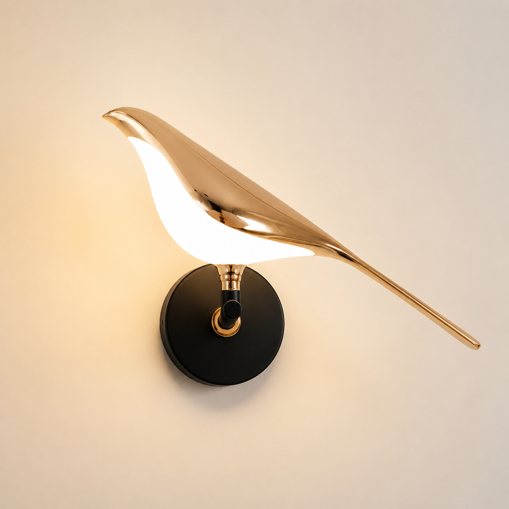 Luma Bird – Applique LED decorativa oro e nero