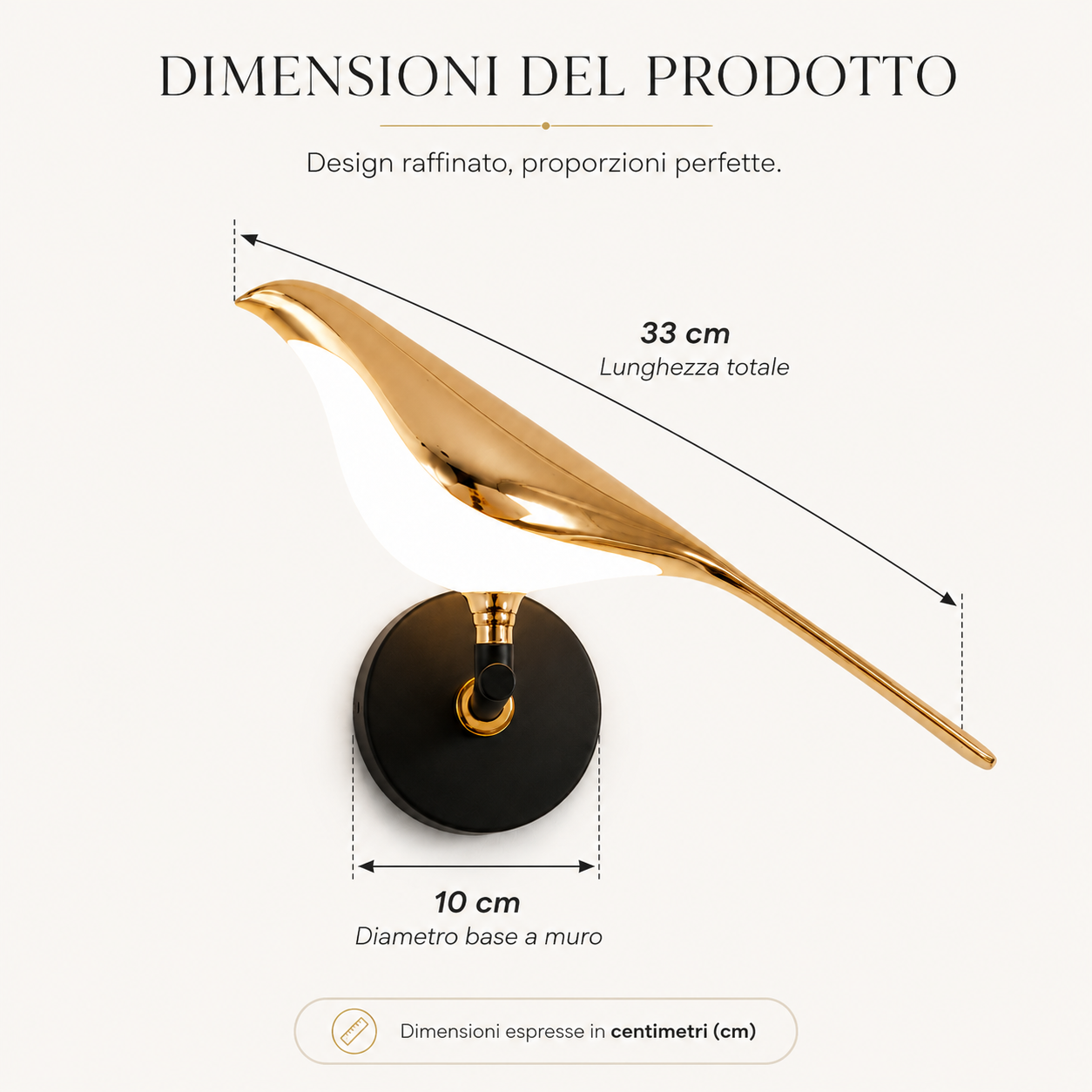 Luma Bird – Applique LED decorativa oro e nero