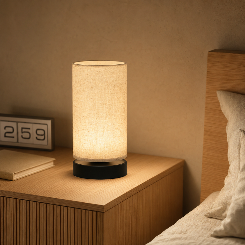 Lampada da tavolo in tessuto nordico