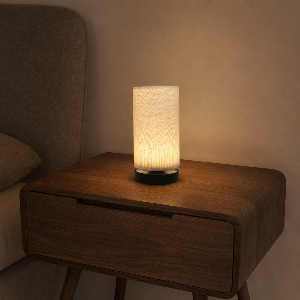 Lampada da tavolo in tessuto nordico