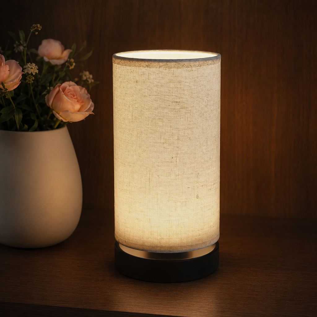 Lampada da tavolo in tessuto nordico