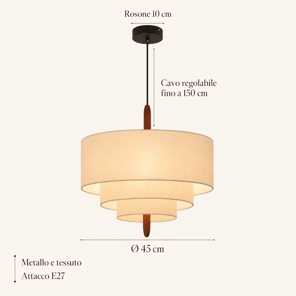 Lampadario in tessuto Wabi Sabi minimalista nordico