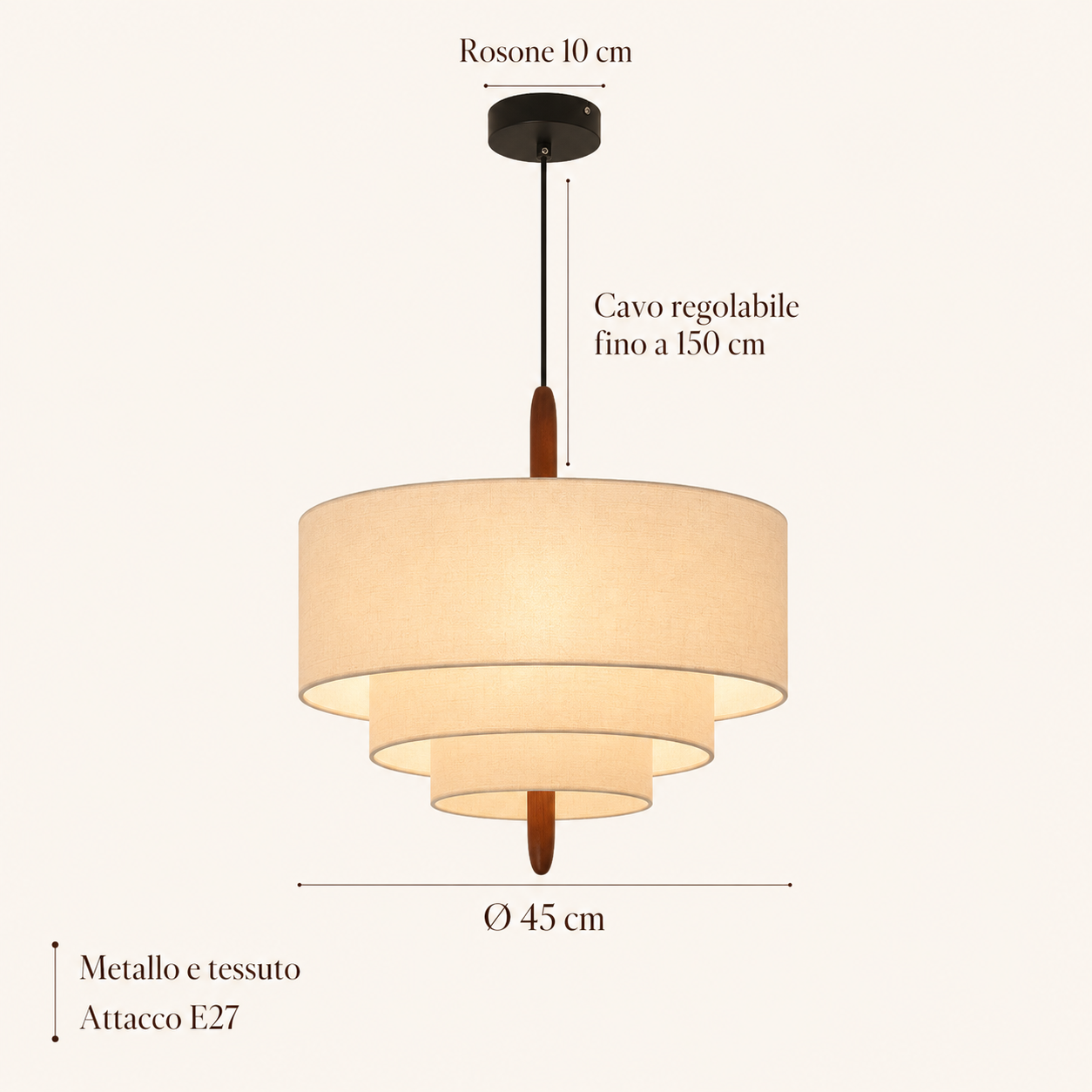 Lampadario in tessuto Wabi Sabi minimalista nordico