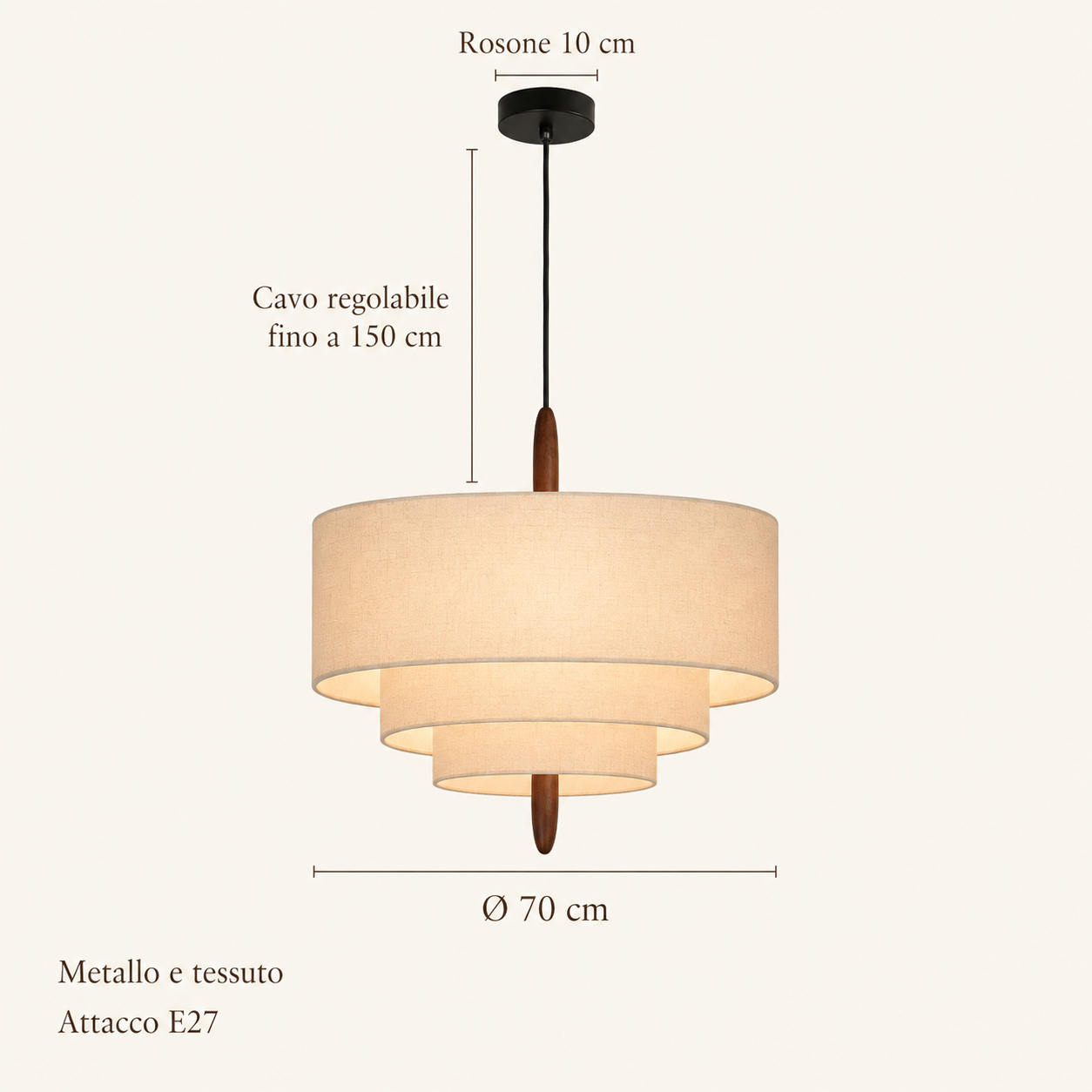 Lampadario in tessuto Wabi Sabi minimalista nordico