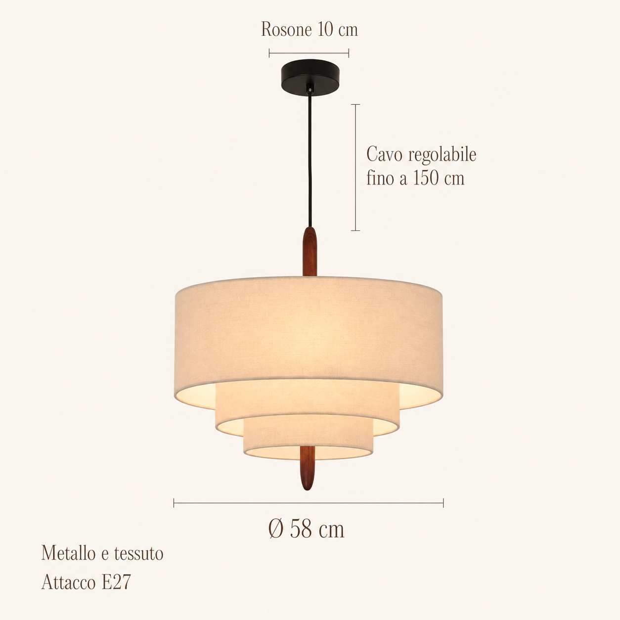 Lampadario in tessuto Wabi Sabi minimalista nordico