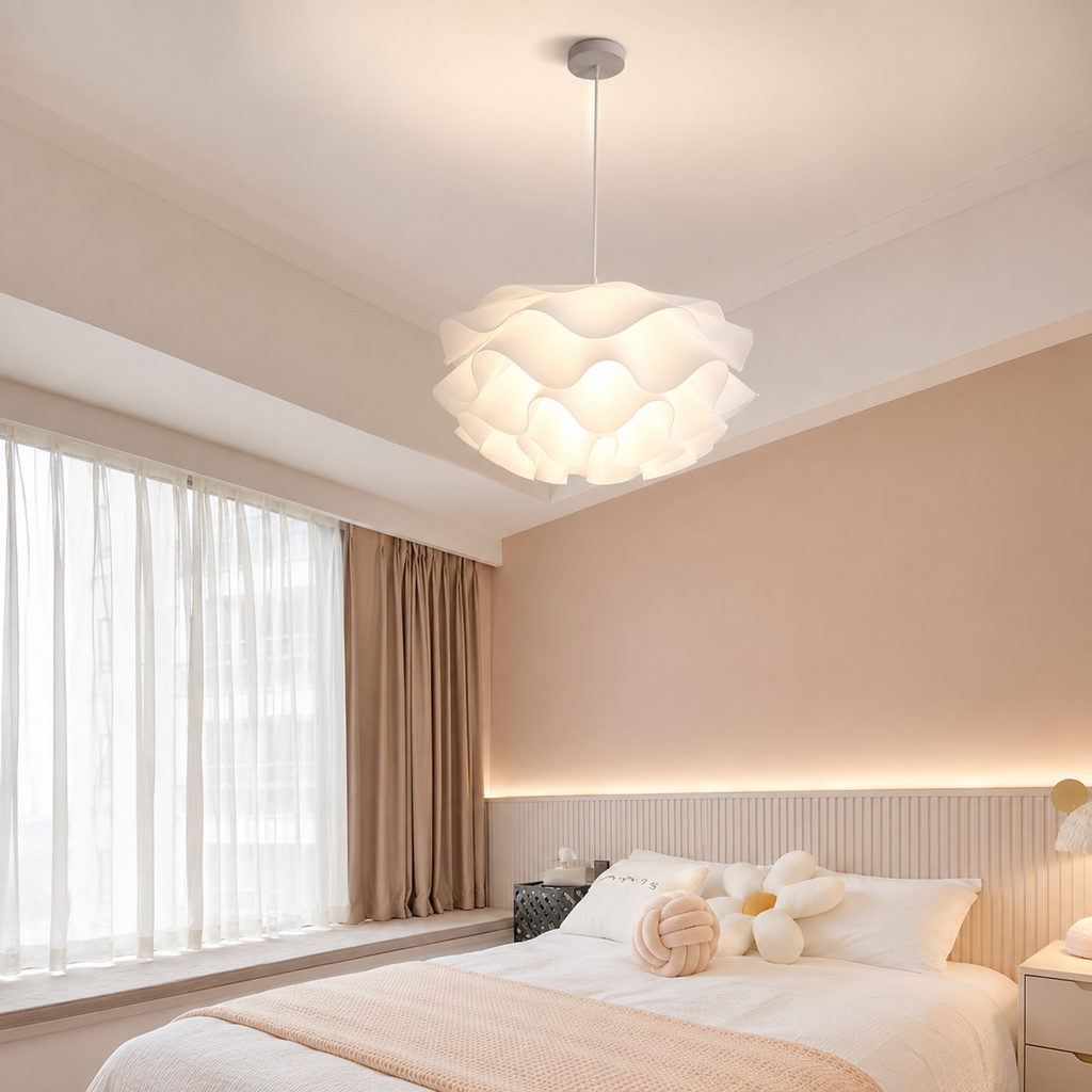 Luce pendente a fiore di loto luce nordica bianca a soffitto