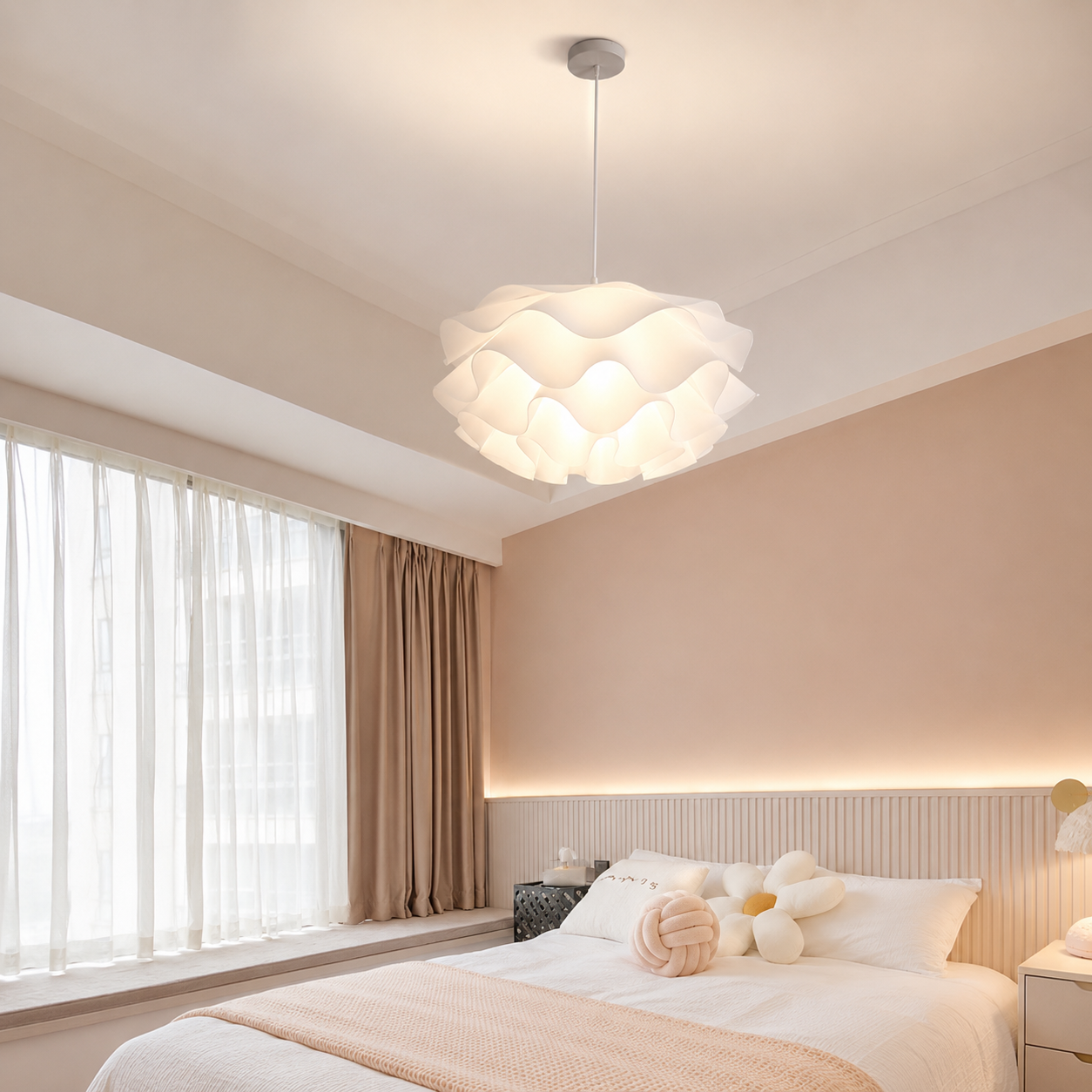 Luce pendente a fiore di loto luce nordica bianca a soffitto