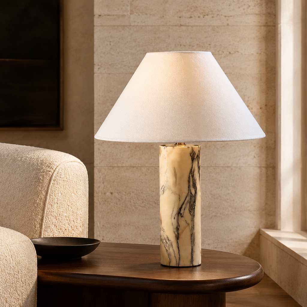 Luma Alba – Lampada da tavolo in marmo naturale