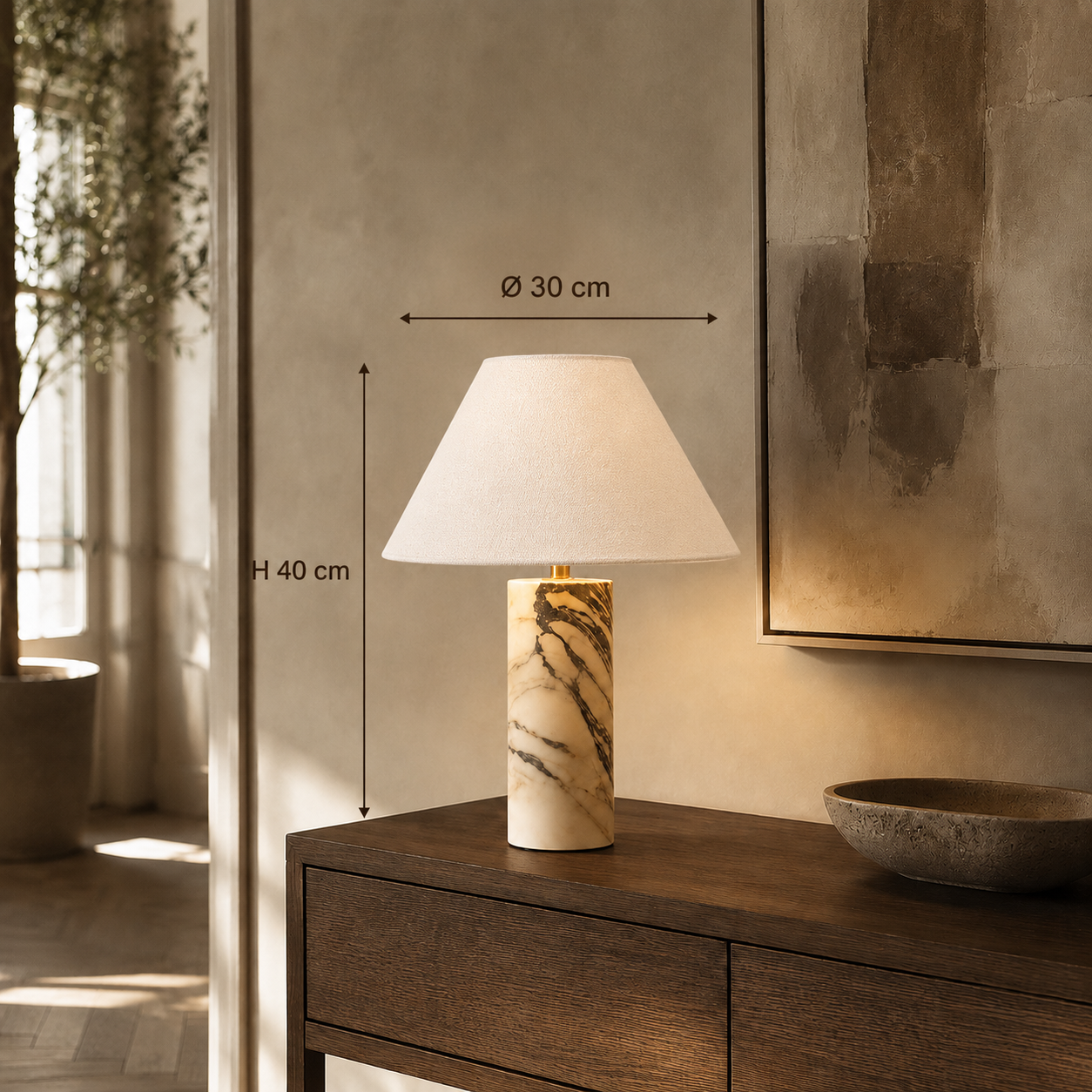 Luma Alba – Lampada da tavolo in marmo naturale