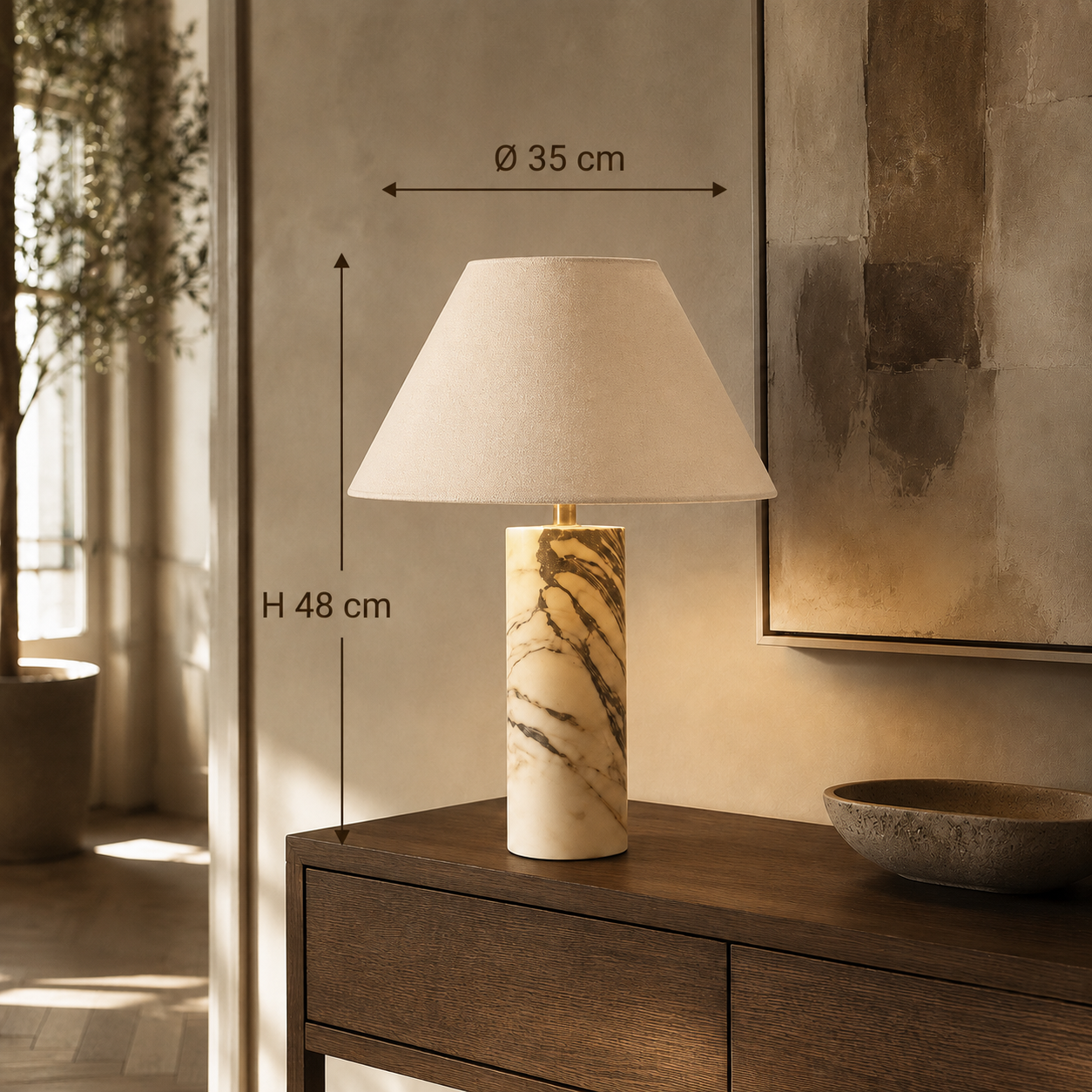Luma Alba – Lampada da tavolo in marmo naturale
