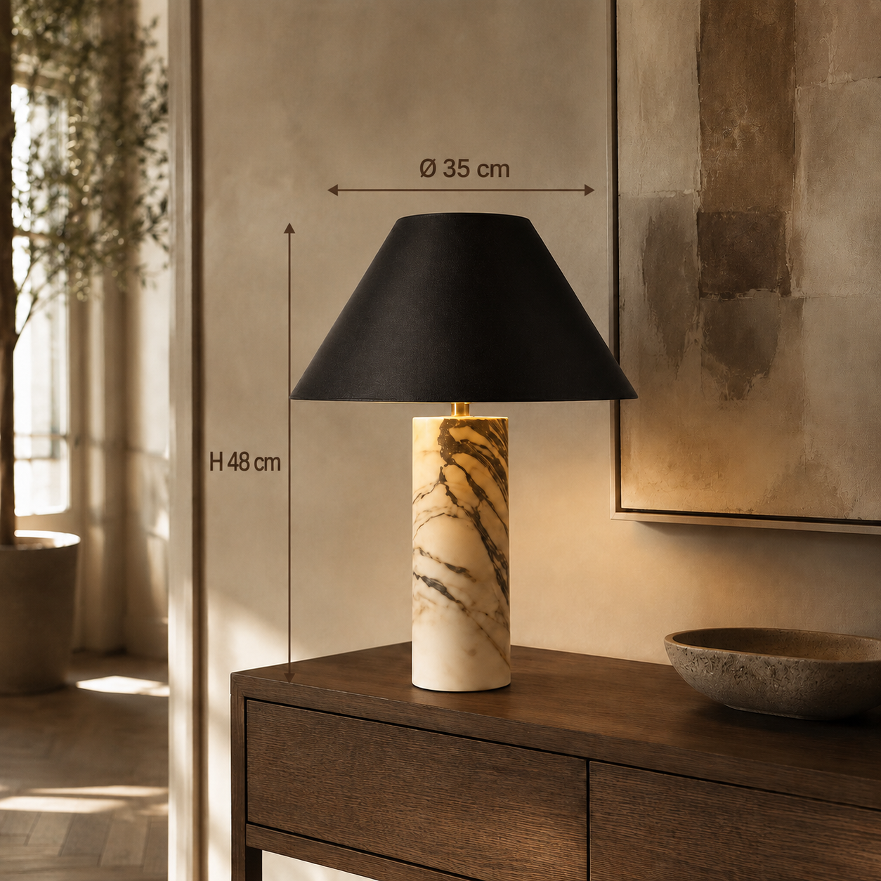 Luma Alba – Lampada da tavolo in marmo naturale
