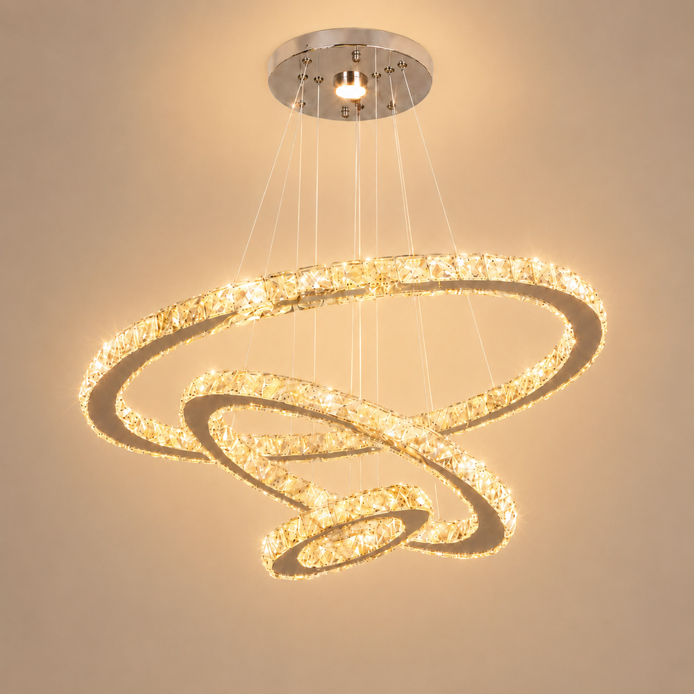 Lampadario LED Luma Crystal Loop: Eleganza e Innovazione per Ogni Ambiente
