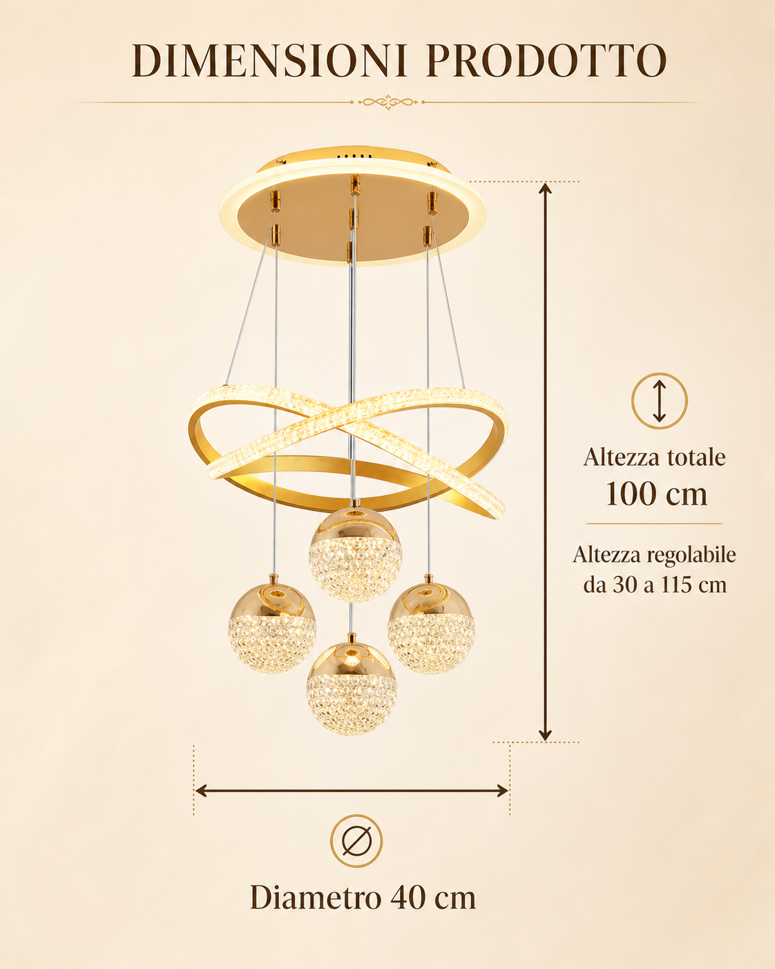 Luma Orbit – Lampadario LED con sfere luminose