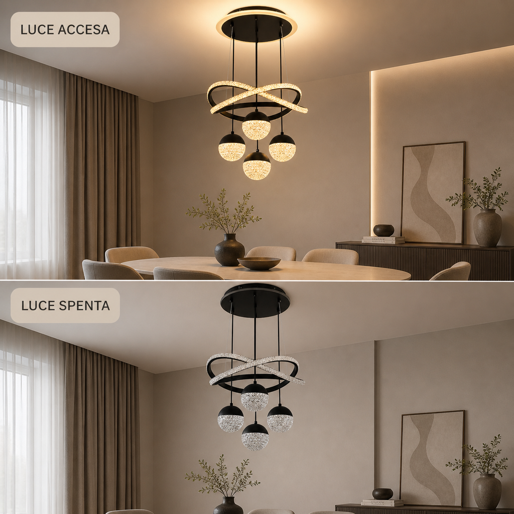 Luma Orbit – Lampadario LED con sfere luminose