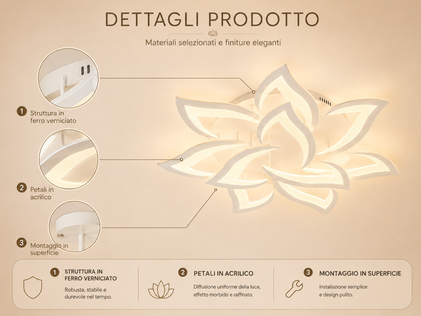 Luma Lotus – Plafoniera LED a 10 petali