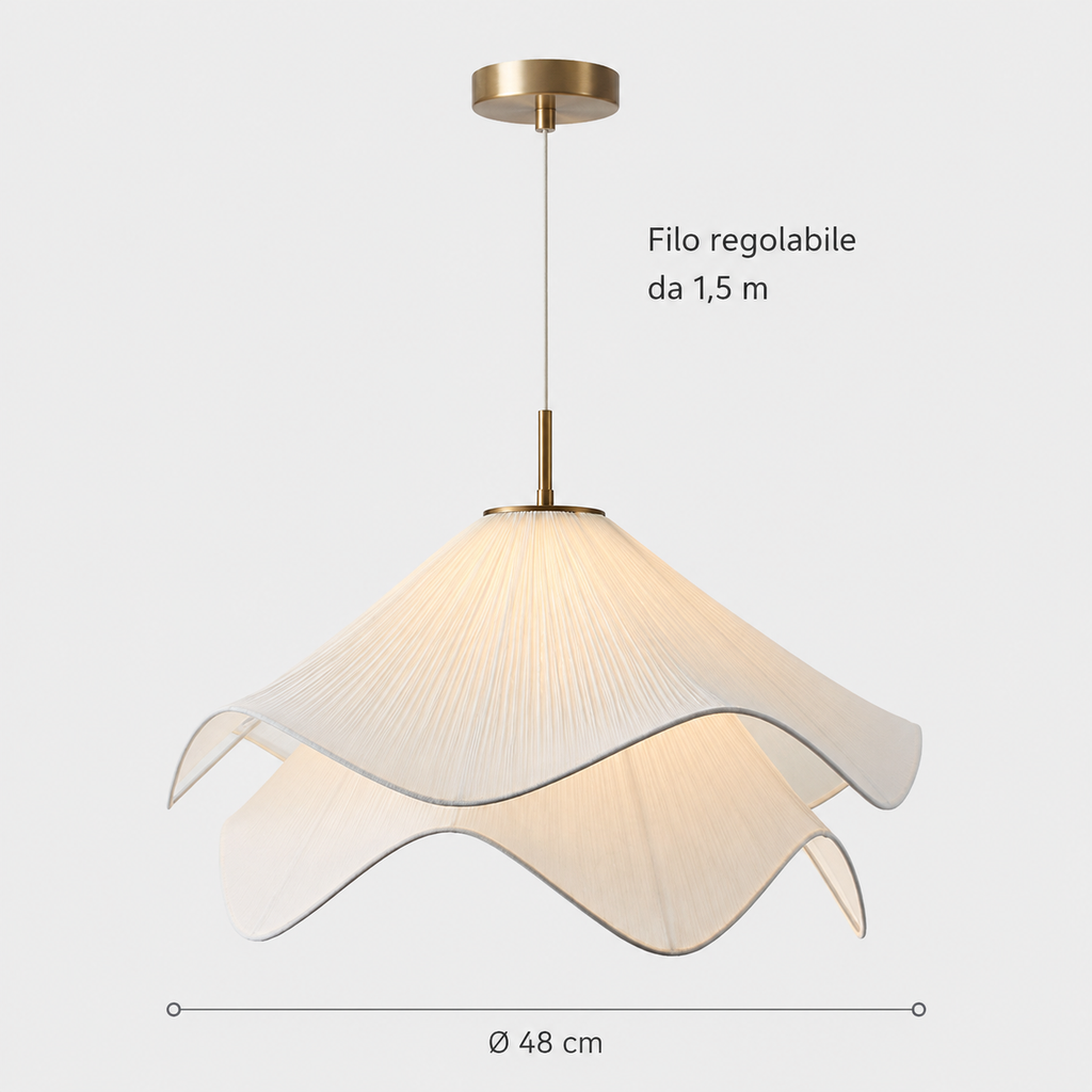Lampadario in tessuto a vento cremoso Wabi Sabi minimalista nordico