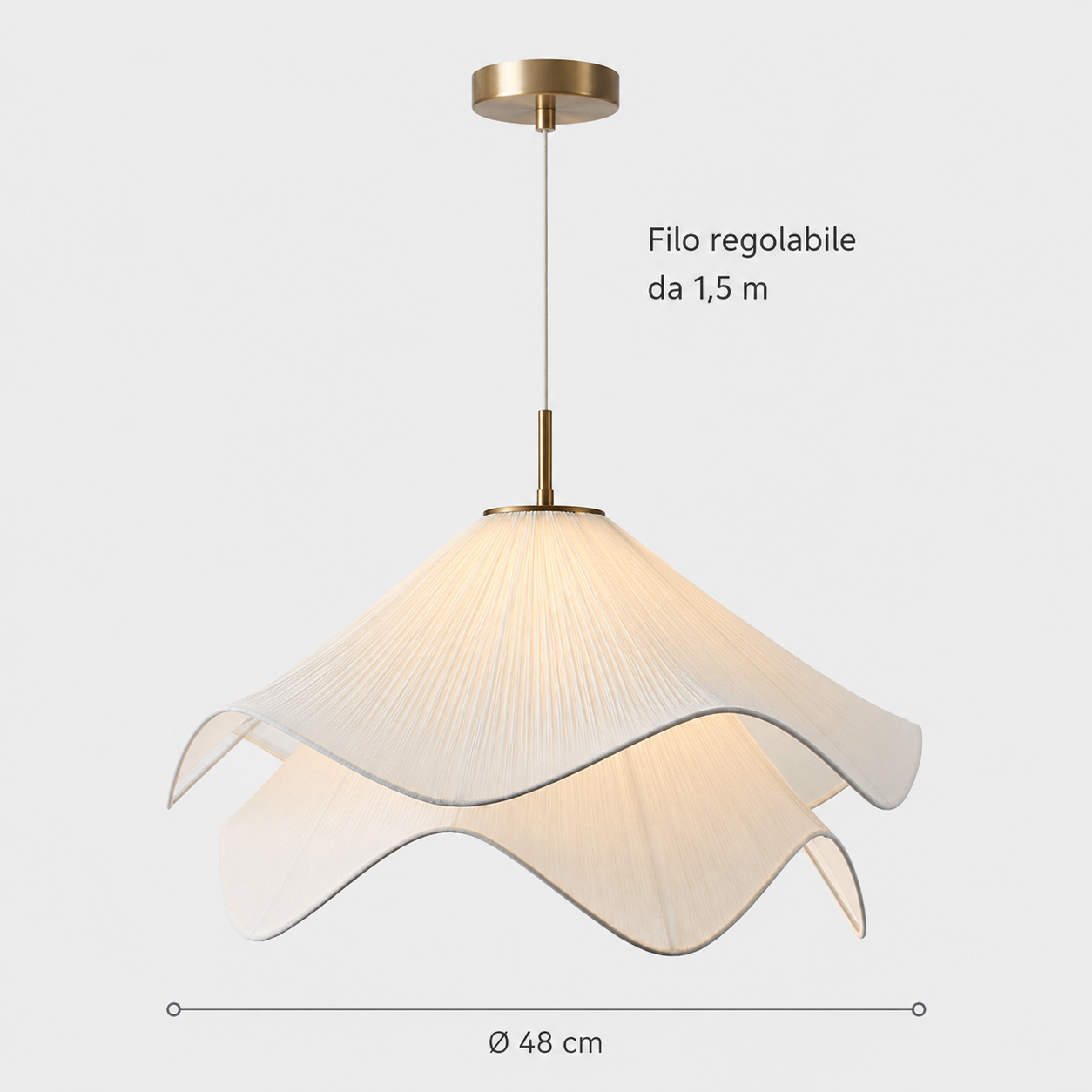 Lampadario in tessuto a vento cremoso Wabi Sabi minimalista nordico