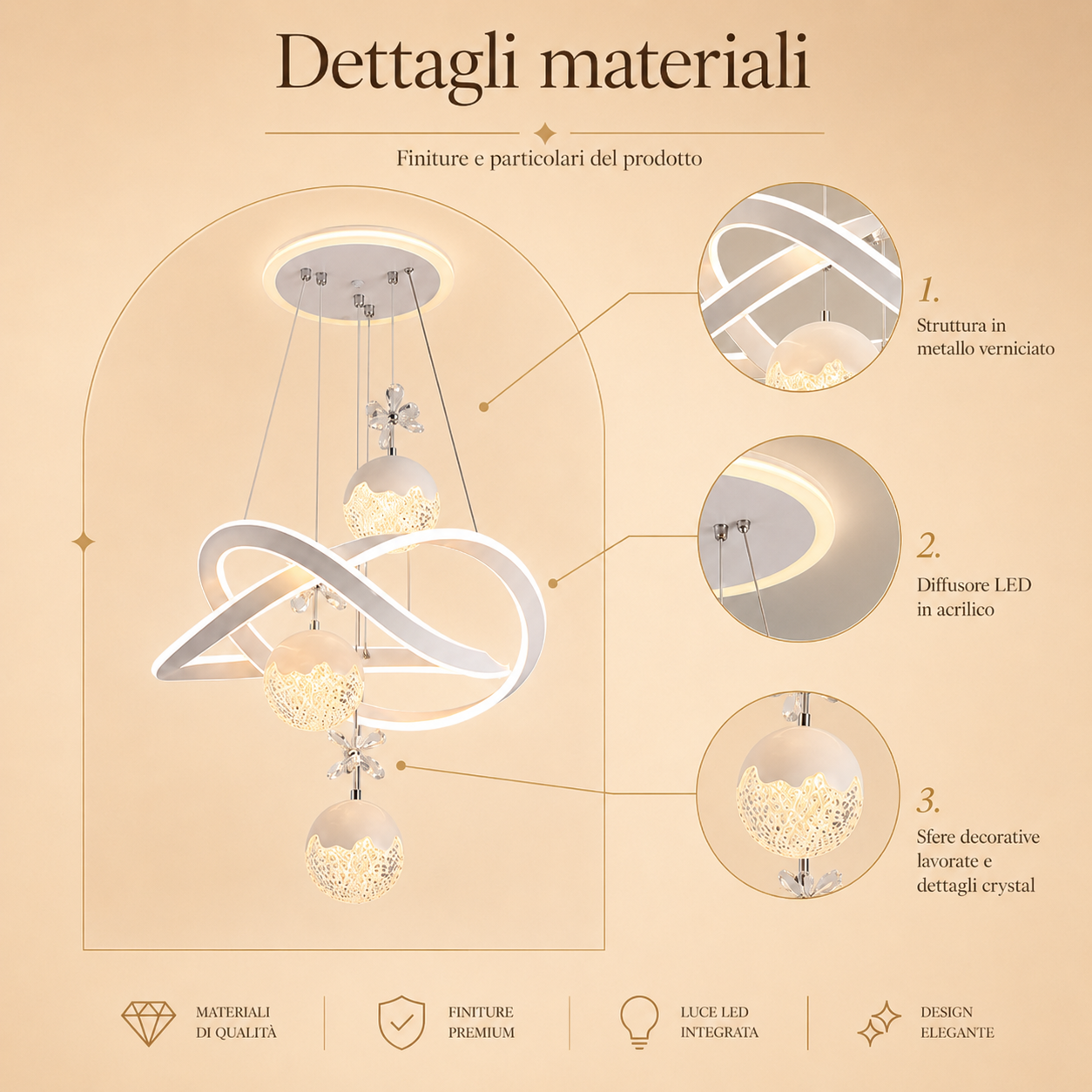 Luma Étoile – Lampadario LED con sfere crystal