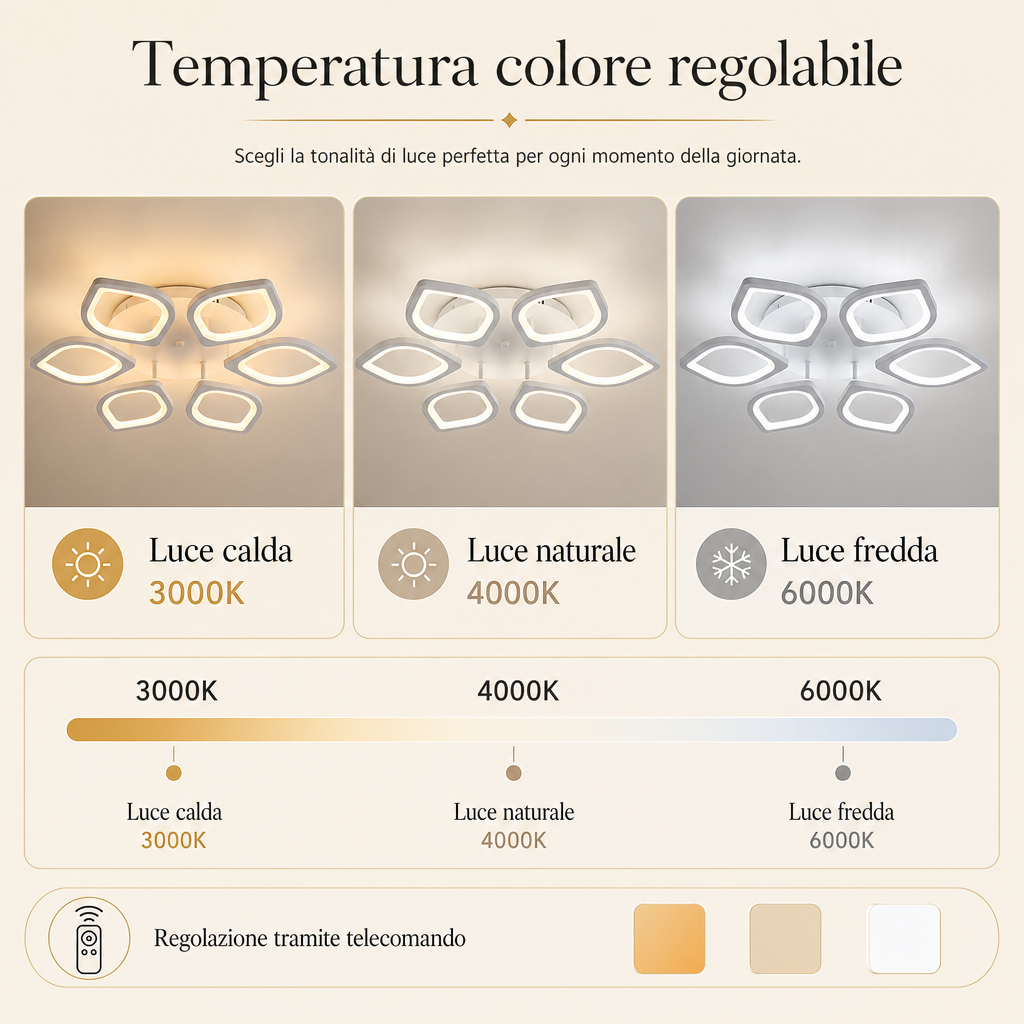 Luma Petalia – Plafoniera LED dimmerabile a 6 petali