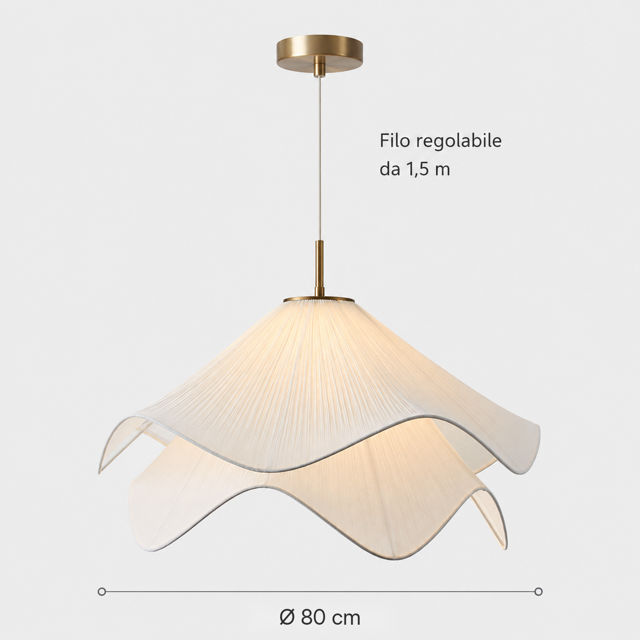 Lampadario in tessuto a vento cremoso Wabi Sabi minimalista nordico