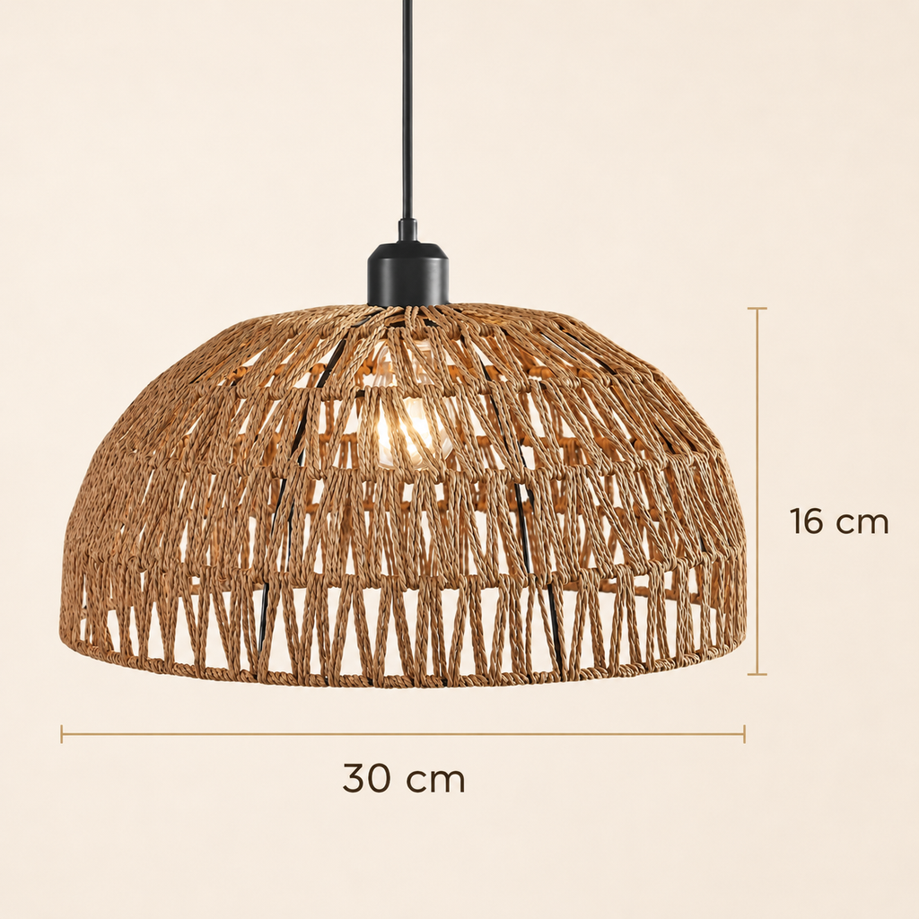 lampade a sospensione intrecciate in corda di canapa in stile giapponese